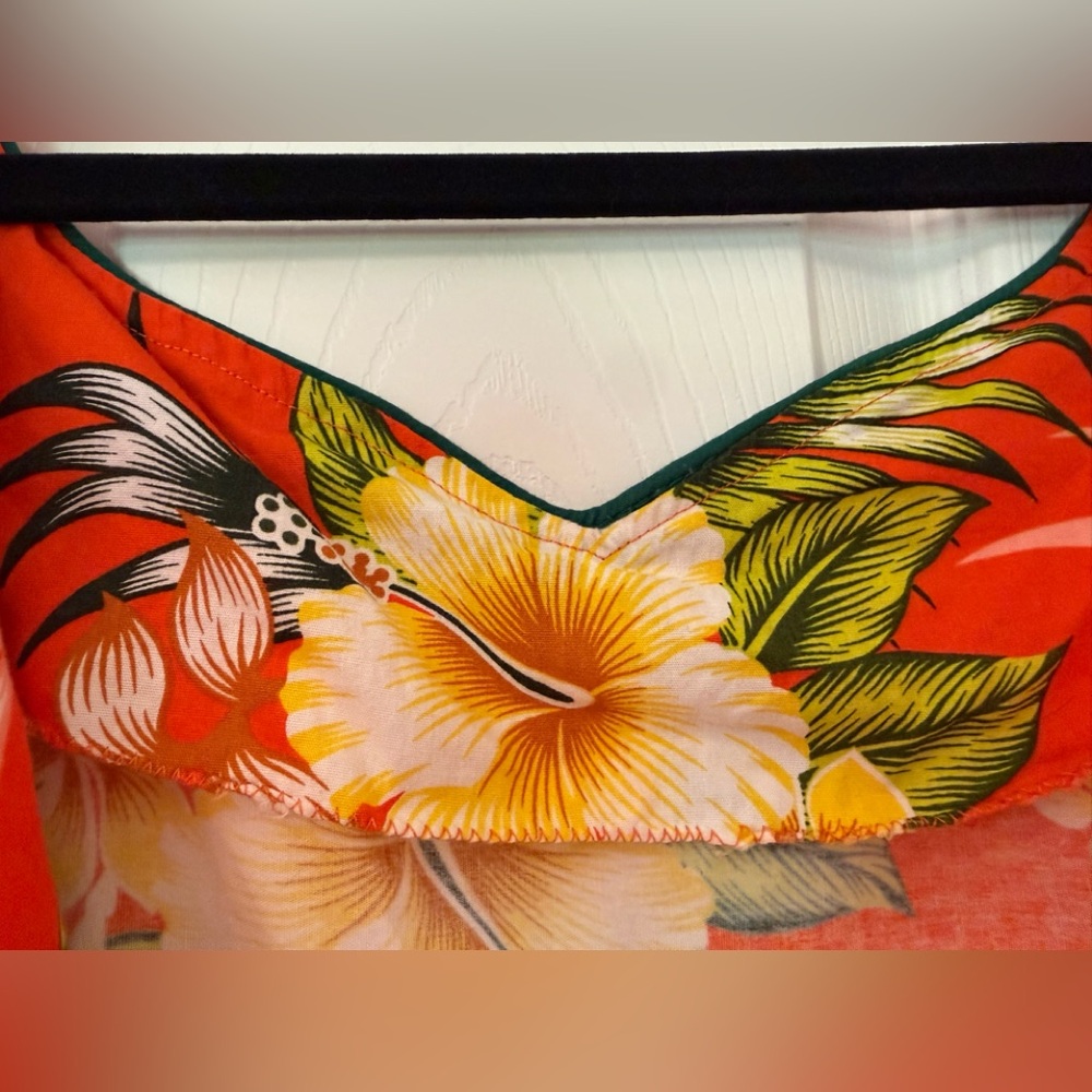 Vibrant Floral Orange Hawaiian MuuMuu Maxi Dress Size Large - Picture 6 of 11